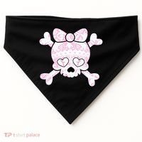 Cute Breast Cancer Bow Tie Skull USA-Made Doggie Bandana thumb 0