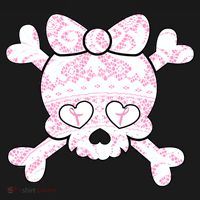 Cute Breast Cancer Bow Tie Skull USA-Made Doggie Bandana thumb 2