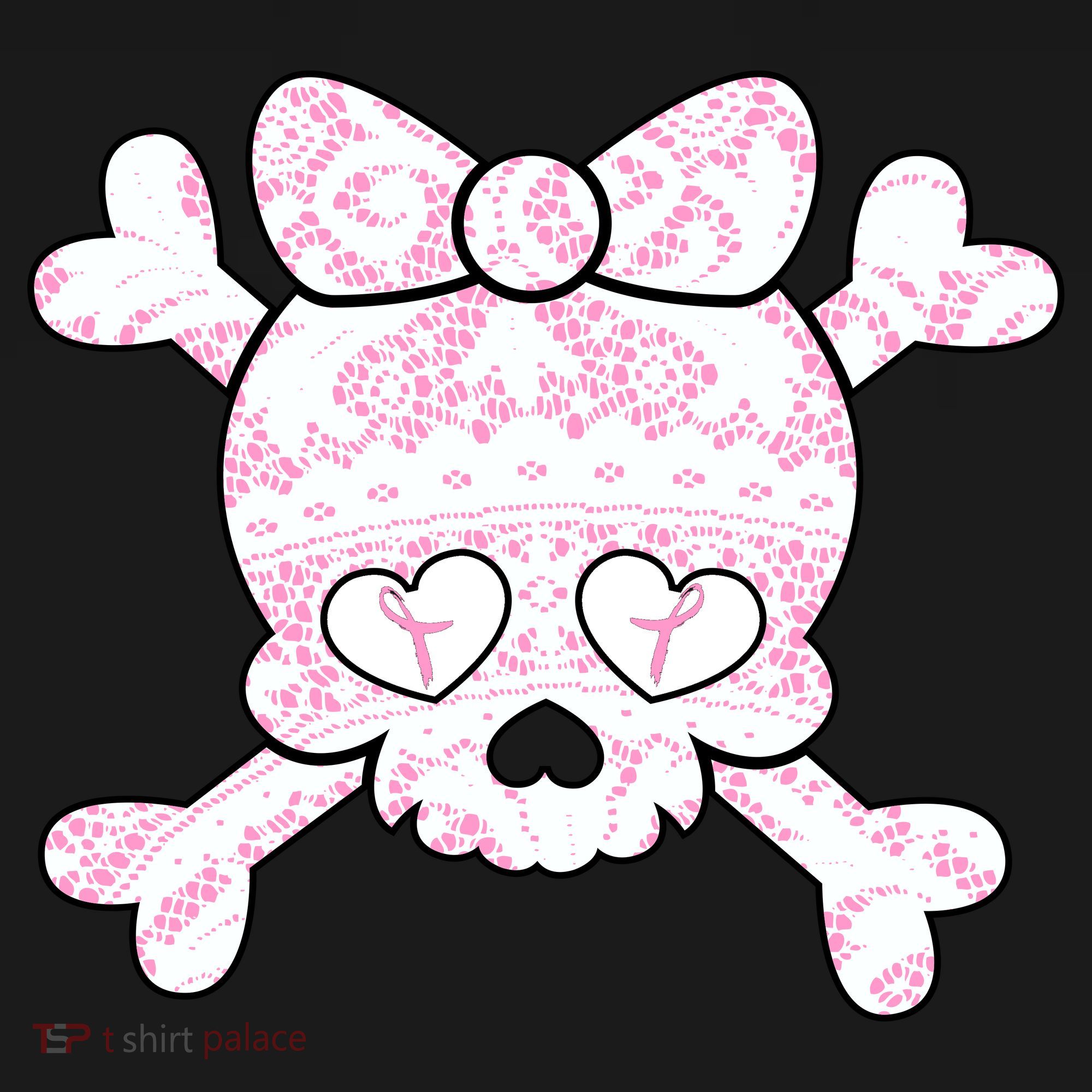 Cute Breast Cancer Bow Tie Skull USA-Made Doggie Bandana