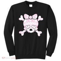 Cute Breast Cancer Bow Tie Skull Sweatshirt thumb 0