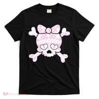 Cute Breast Cancer Bow Tie Skull T-Shirt thumb 0