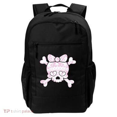 Cute Breast Cancer Bow Tie Skull Backpack