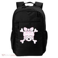 Cute Breast Cancer Bow Tie Skull Backpack thumb 0