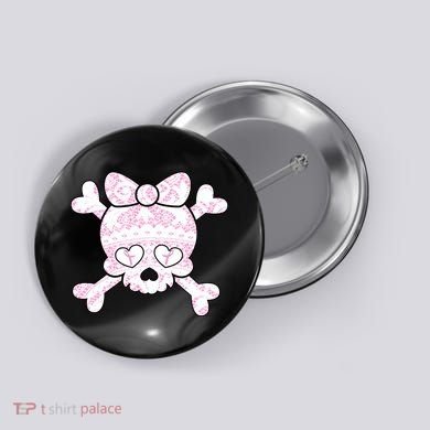 Cute Breast Cancer Bow Tie Skull Button