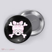 Cute Breast Cancer Bow Tie Skull Button thumb 0