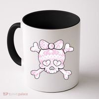 Cute Breast Cancer Bow Tie Skull Coffee Mug thumb 0