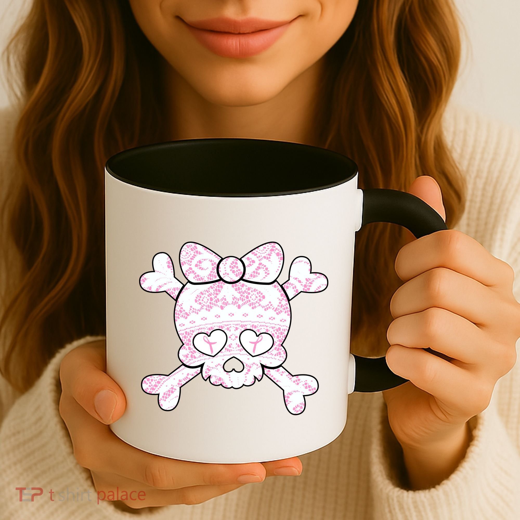 Cute Breast Cancer Bow Tie Skull Coffee Mug