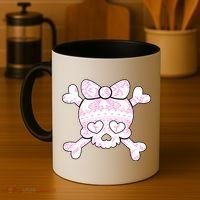 Cute Breast Cancer Bow Tie Skull Coffee Mug thumb 4