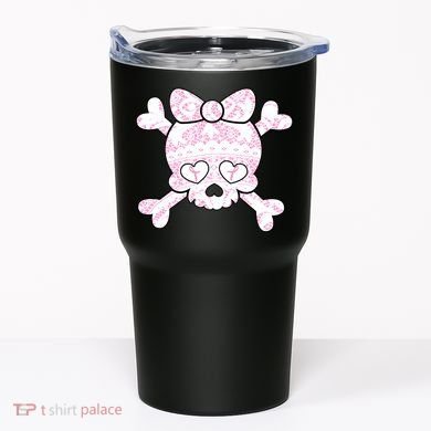 Cute Breast Cancer Bow Tie Skull Tumbler