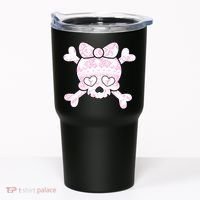 Cute Breast Cancer Bow Tie Skull Tumbler thumb 0