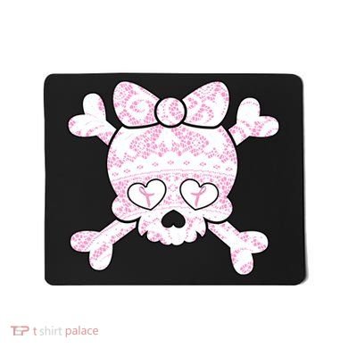 Cute Breast Cancer Bow Tie Skull Mousepad