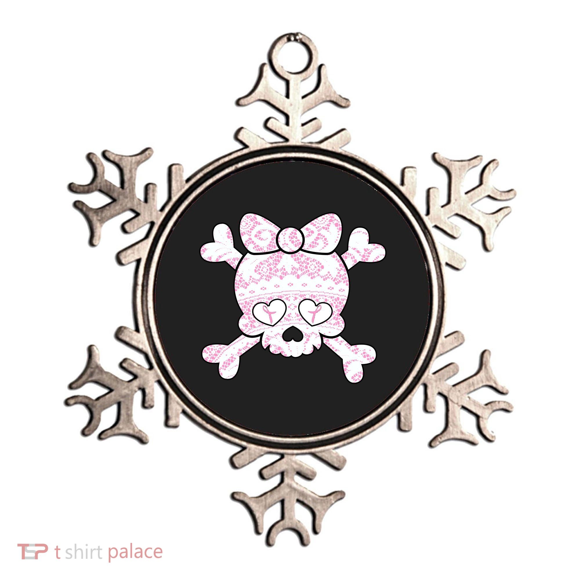 Cute Breast Cancer Bow Tie Skull Ornament