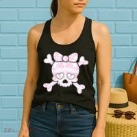 Cute Breast Cancer Bow Tie Skull Women's Tank Top thumb 2