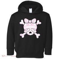 Cute Breast Cancer Bow Tie Skull Toddler Hoodie thumb 0