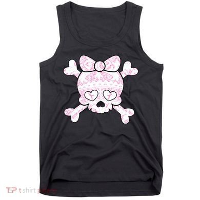 Cute Breast Cancer Bow Tie Skull Tank Top