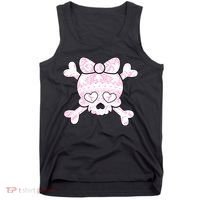 Cute Breast Cancer Bow Tie Skull Tank Top thumb 0