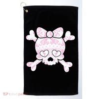 Cute Breast Cancer Bow Tie Skull Golf Towel thumb 0