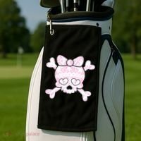 Cute Breast Cancer Bow Tie Skull Golf Towel thumb 2