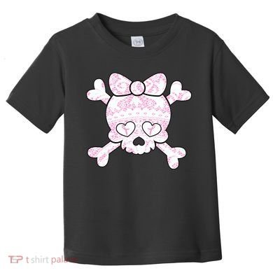 Cute Breast Cancer Bow Tie Skull Toddler T-Shirt