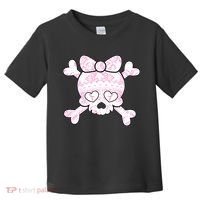 Cute Breast Cancer Bow Tie Skull Toddler T-Shirt thumb 0