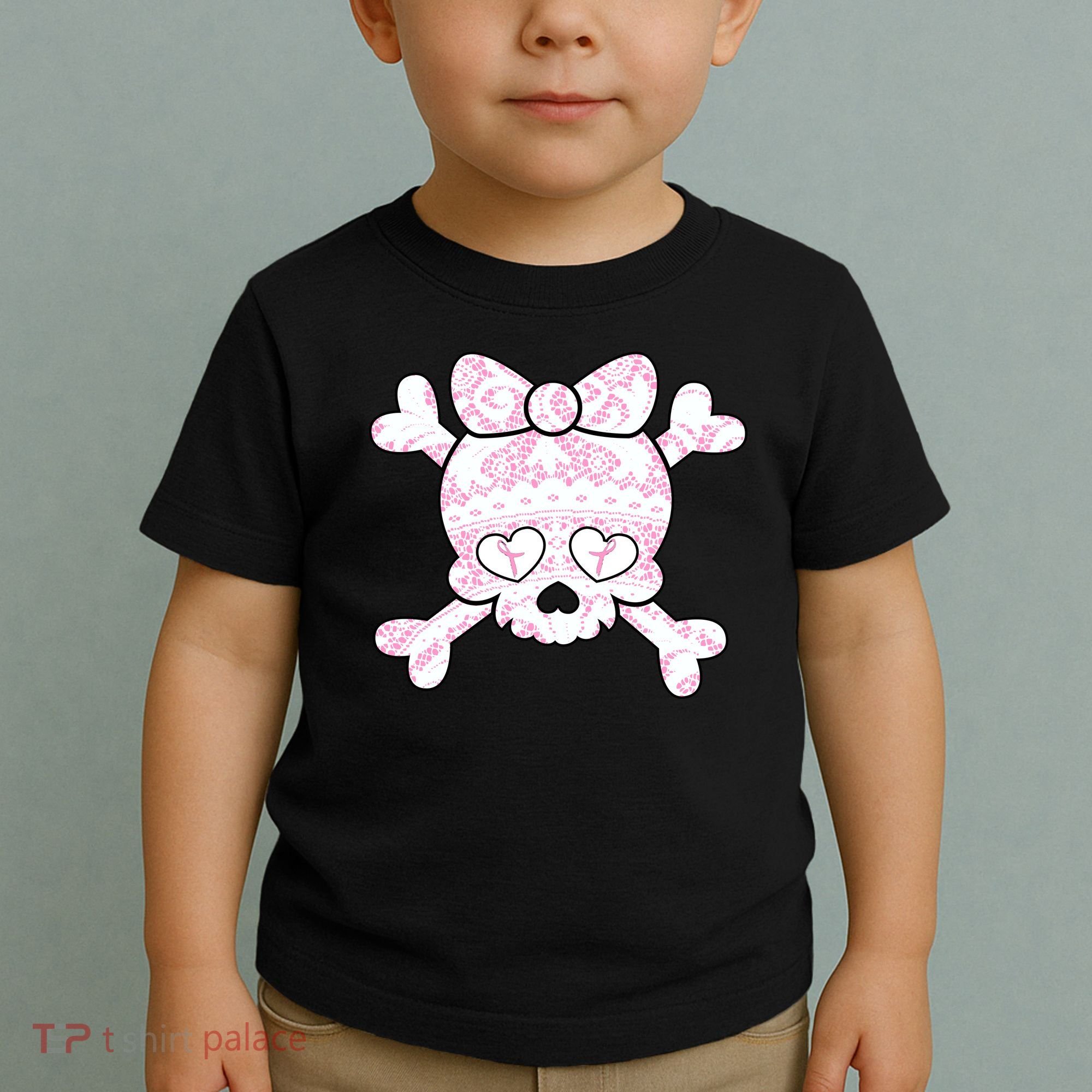 Cute Breast Cancer Bow Tie Skull Toddler T-Shirt
