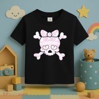 Cute Breast Cancer Bow Tie Skull Toddler T-Shirt thumb 3