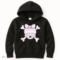 Cute Breast Cancer Bow Tie Skull Kids Hoodie thumb 0