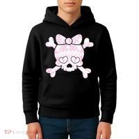 Cute Breast Cancer Bow Tie Skull Kids Hoodie thumb 4