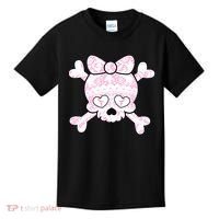 Cute Breast Cancer Bow Tie Skull Kids T-Shirt thumb 0