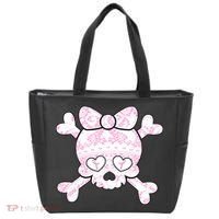 Cute Breast Cancer Bow Tie Skull Tote Bag thumb 0