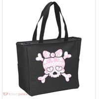 Cute Breast Cancer Bow Tie Skull Tote Bag thumb 2