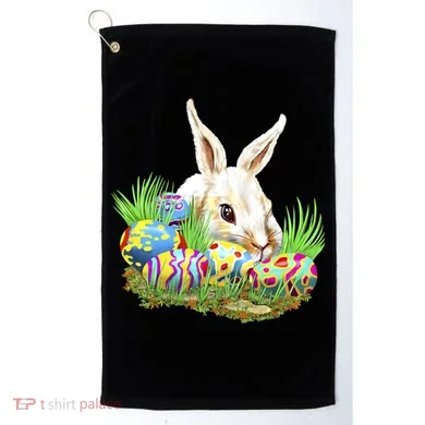 Cute Bunny with Easter Eggs Golf Towel