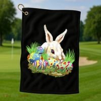 Cute Bunny with Easter Eggs Golf Towel thumb 1