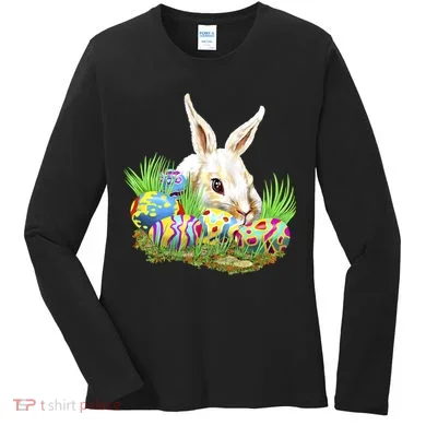 Cute Bunny with Easter Eggs Women's Long Sleeve Shirt