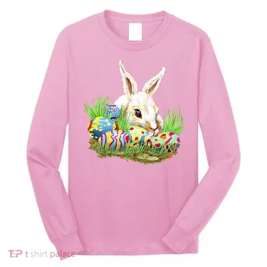 Cute Bunny with Easter Eggs Long Sleeve Shirt