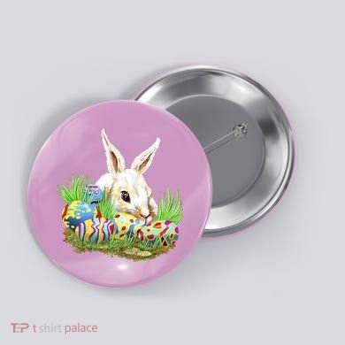 Cute Bunny with Easter Eggs Button