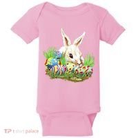 Cute Bunny with Easter Eggs Baby Bodysuit thumb 0