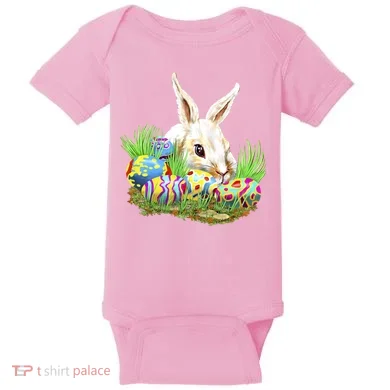 Cute Bunny with Easter Eggs Baby Bodysuit