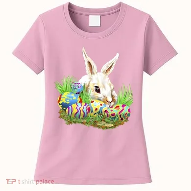 Cute Bunny with Easter Eggs Women's T-Shirt