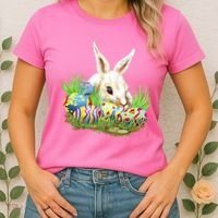 Cute Bunny with Easter Eggs Women's T-Shirt thumb 2