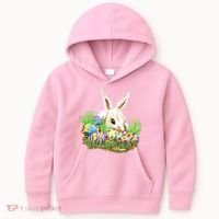 Cute Bunny with Easter Eggs Kids Hoodie thumb 0