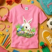 Cute Bunny with Easter Eggs Kids T-Shirt thumb 3