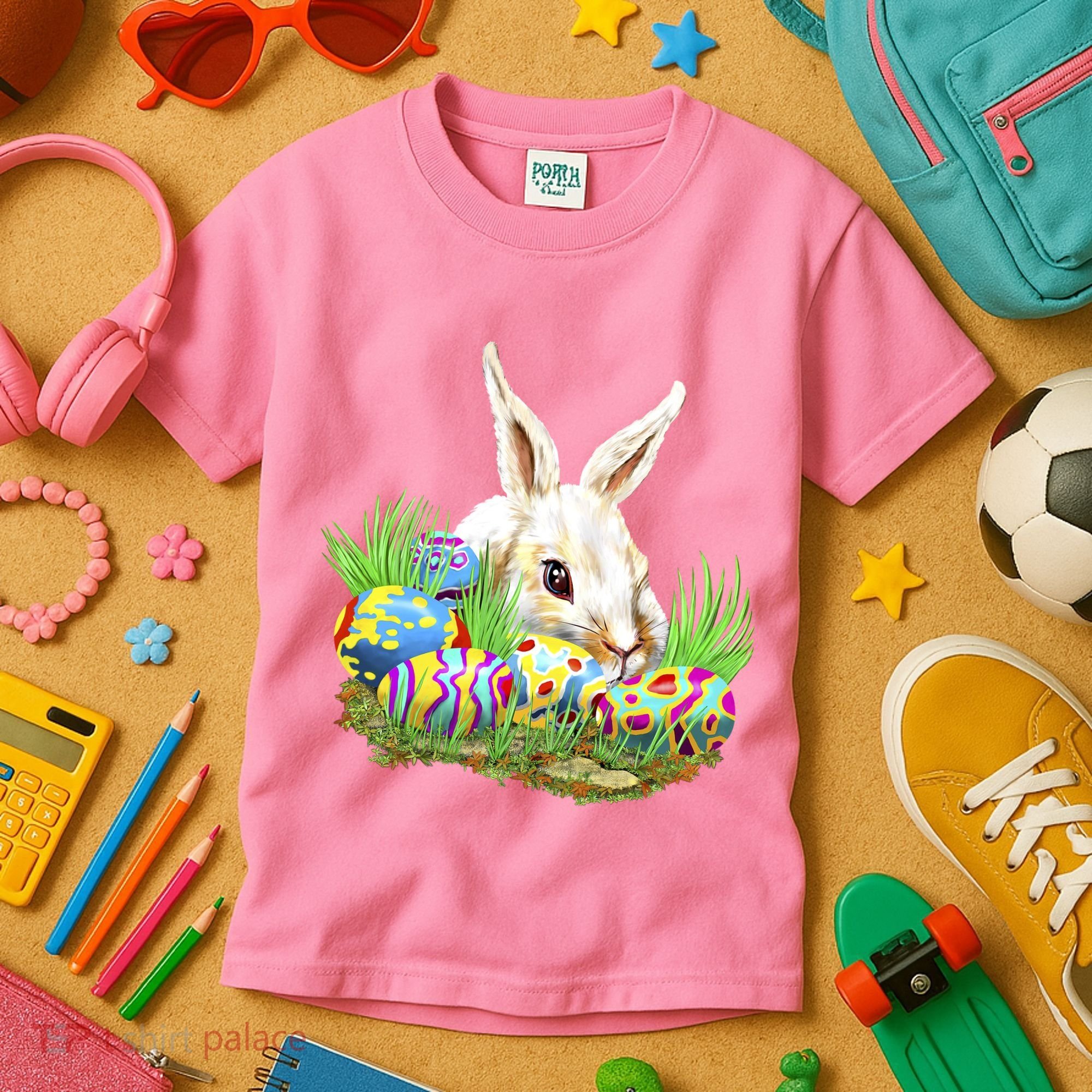 Cute Bunny with Easter Eggs Kids T-Shirt