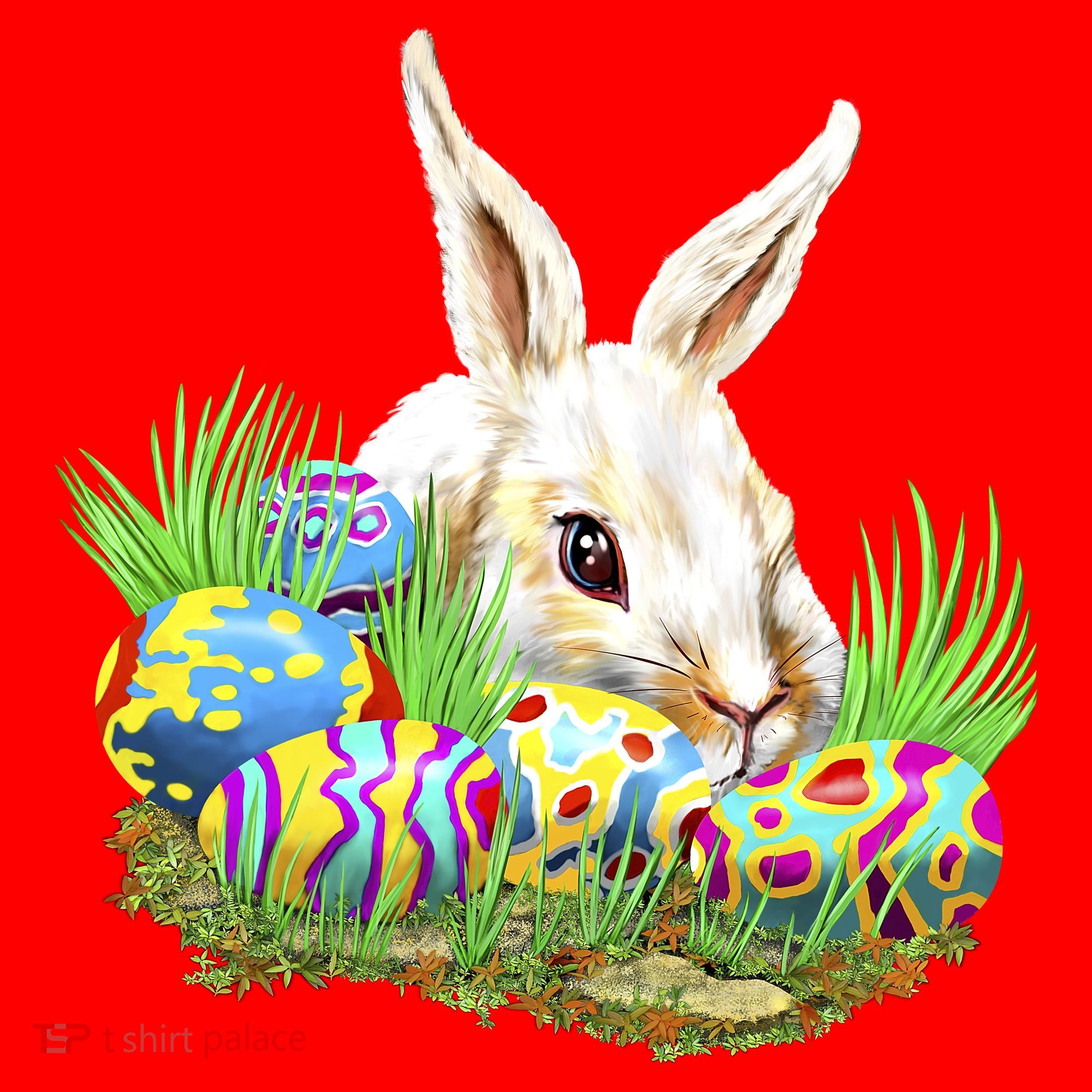 Cute Bunny with Easter Eggs Santa Hat