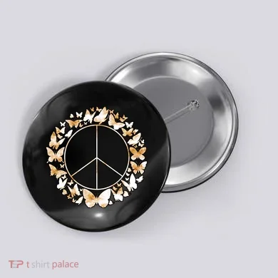 Cute Butterfly Peace Sign Button