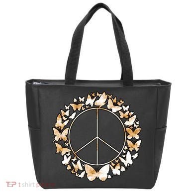 Cute Butterfly Peace Sign Tote Bag