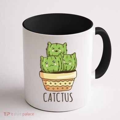 Cute Cactus Three Cats Coffee Mug back
