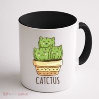 Cute Cactus Three Cats Coffee Mug thumb 1