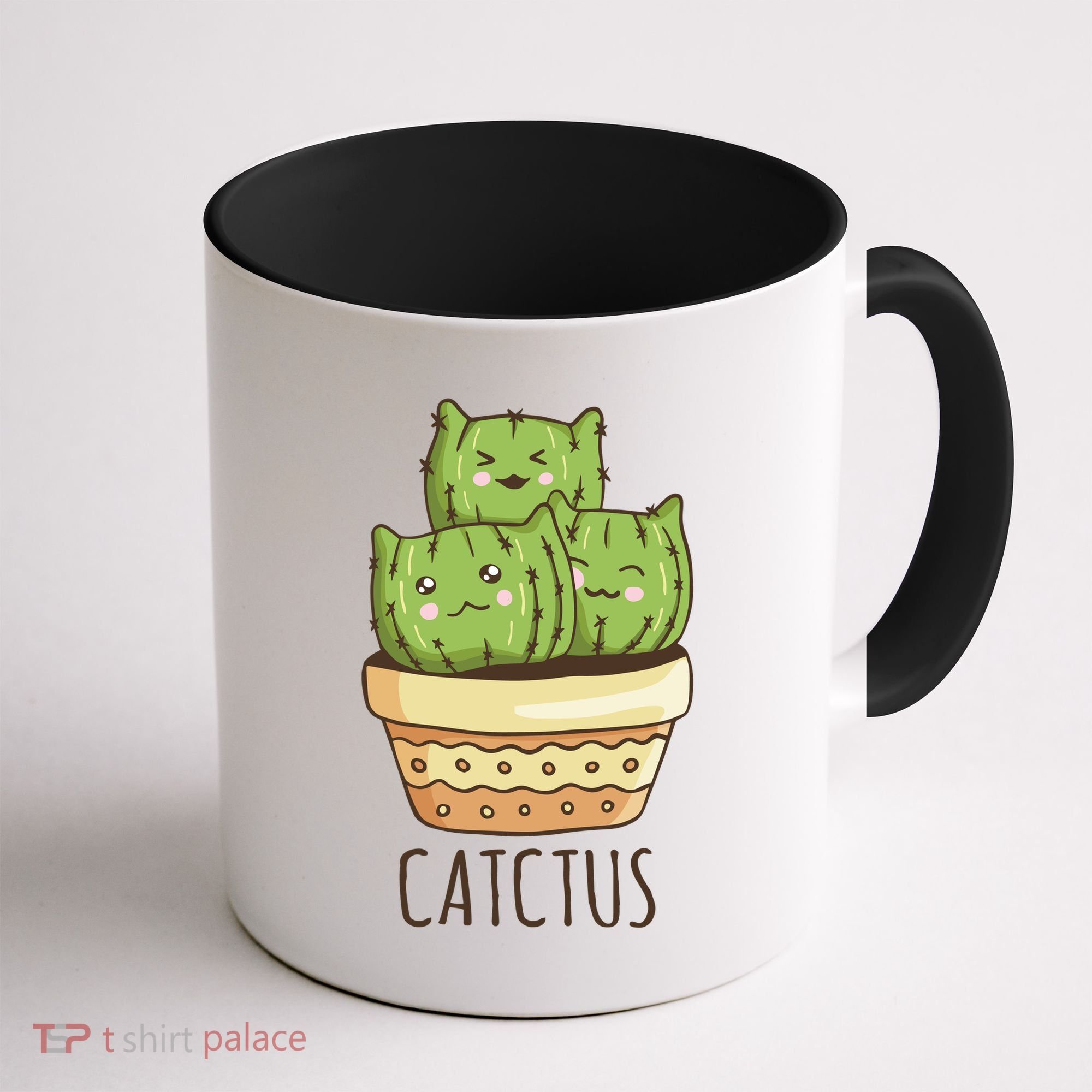 Cute Cactus Three Cats Coffee Mug