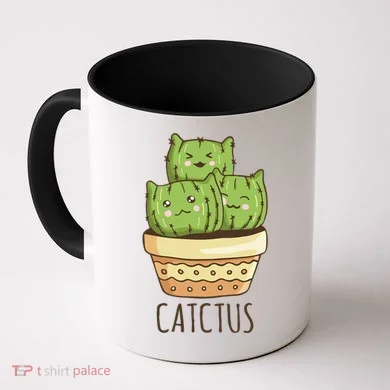 Cute Cactus Three Cats Coffee Mug